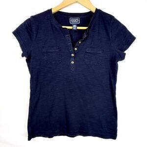 Chaps Classics Navy Blue Short Sleeve Henley M